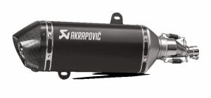 Akrapovic FELCSÚSZTATHATÓ LINE KIPUFOGÓ BLACK ROZSDAMENTES CARBON END CAP VESPA GTS 125 I.E. ABS Super motor kipufogó