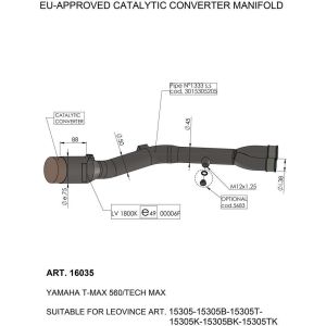 Leovince CATALYTIC CONVERTER MANIFOLD YAMAHA XP 560 T-Max ABS T-Max Tech Max motor kipufogó