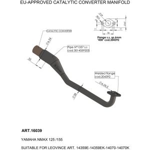 Leovince CATALYTIC CONVERTER MANIFOLD YAMAHA GPD 125 ABS NMAX motor kipufogó