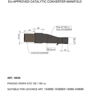 Leovince CATALYTIC CONVERTER MANIFOLD VESPA GTS 125 IGET ABS  motor kipufogó