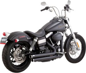 Vance & hines KIPUFOGÓ SYSTEM 2-INTO-2 BIG SHOTS STAGGERED BLACK Harley Davidson FXDLI 1450 EFI Dyna Low Rider motor kipufogó