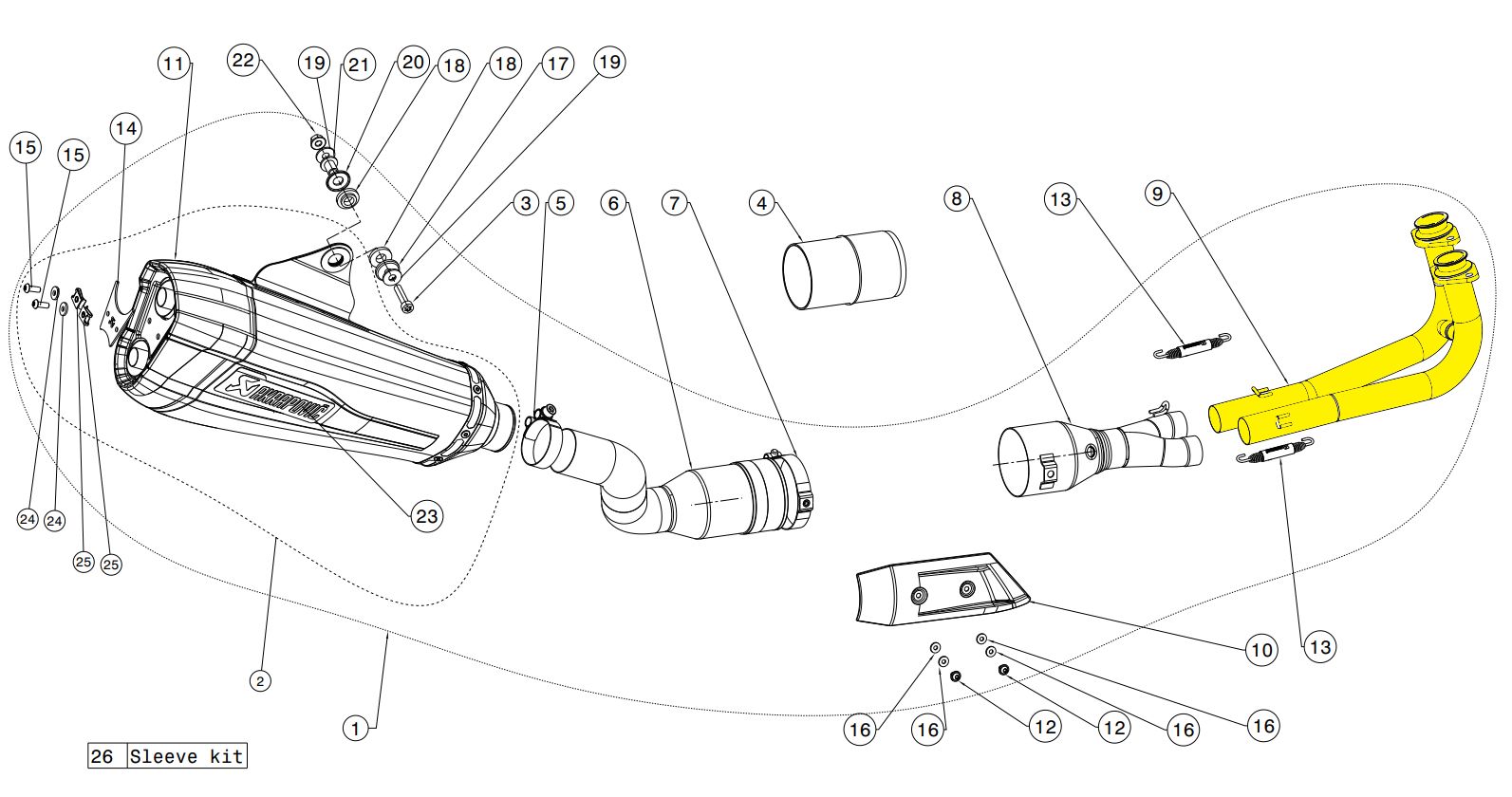 Akrapovic HEADER SET ROZSDAMENTES YAMAHA XP 530 T-Max ABS T-Max motor kipufogó 0