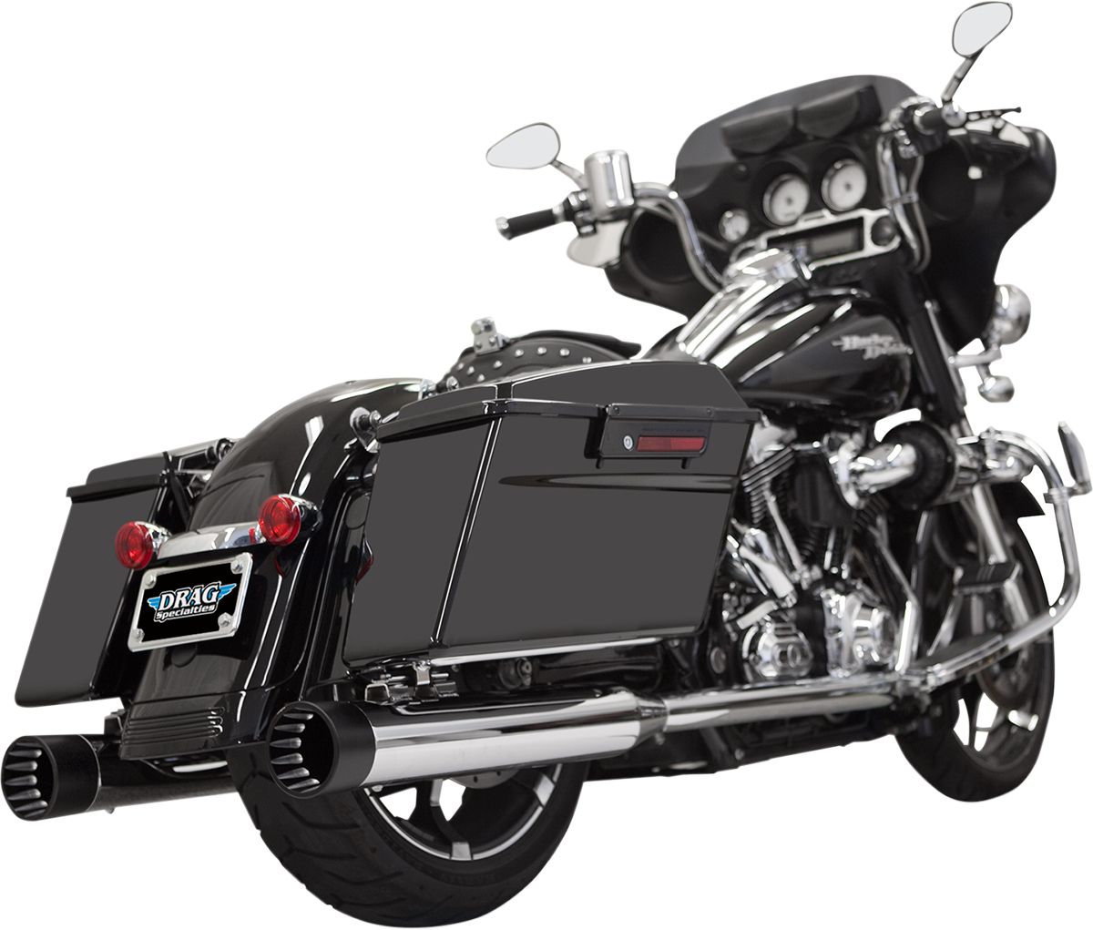 Bassani xhaust KIPUFOGÓ 4" STRAIGHT CAN CHROME W/3 STEPPED TUNED BAFFLE POLISHED END CAP BLACK Harley Davidson FLHR 1340 Road King motor kipufogó 0