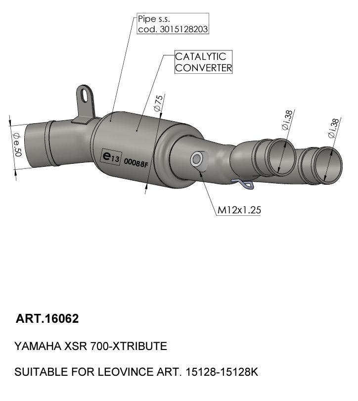 Leovince CATALYTIC CONVERTER MANIFOLD YAMAHA XSR 700 ABS  motor kipufogó 0