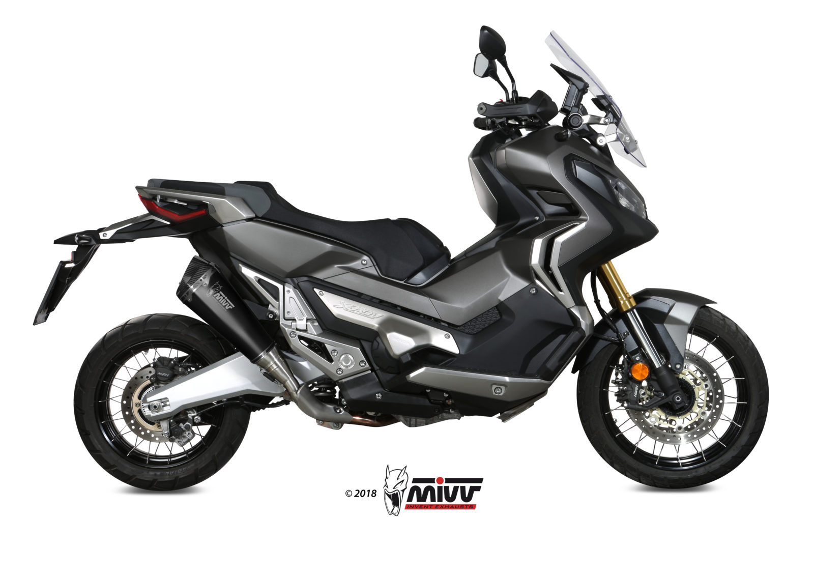 MIVV KIPUFOGÓDOB FEKETE ROZSDAMENTES KARBON KUPAKKAL HONDA X-ADV 750 D ABS DCT motor kipufogó 0