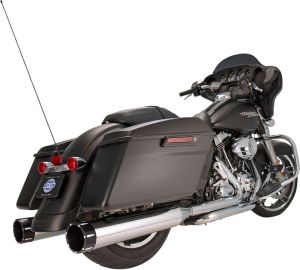 S&s cycle KIPUFOGÓ 4.5" FELCSÚSZTATHATÓ MK45 BLACK CONTRAST CUT TRACER END CAP-CHROME BODY FINISH Harley Davidson FLHRSE3 1800 Road King Screamin Eagle motor kipufogó